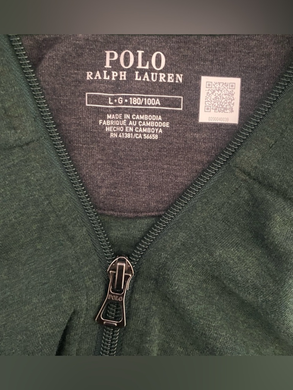 POLO Ralph Lauren Luxury Jersey Quarter-Zip Pullover Sweater Large Green Casual - Picture 5 of 8